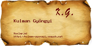 Kulman Gyöngyi névjegykártya